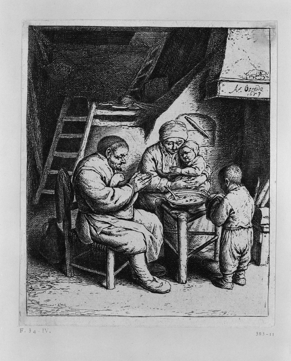 Modlitba před jídlem od Adriaen van Ostade