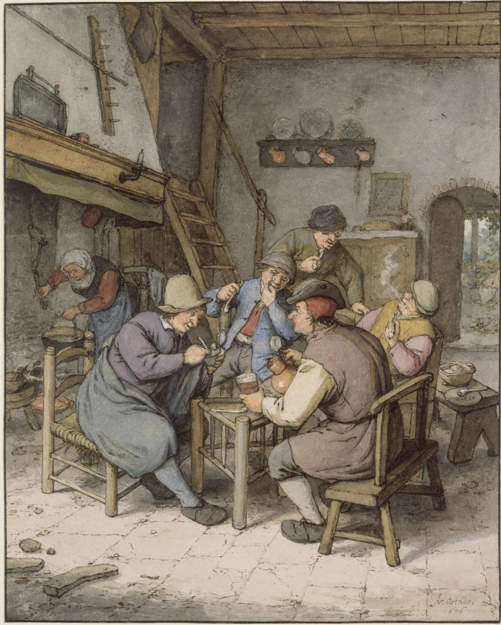 Pět rolníků v rozhovoru od Adriaen van Ostade