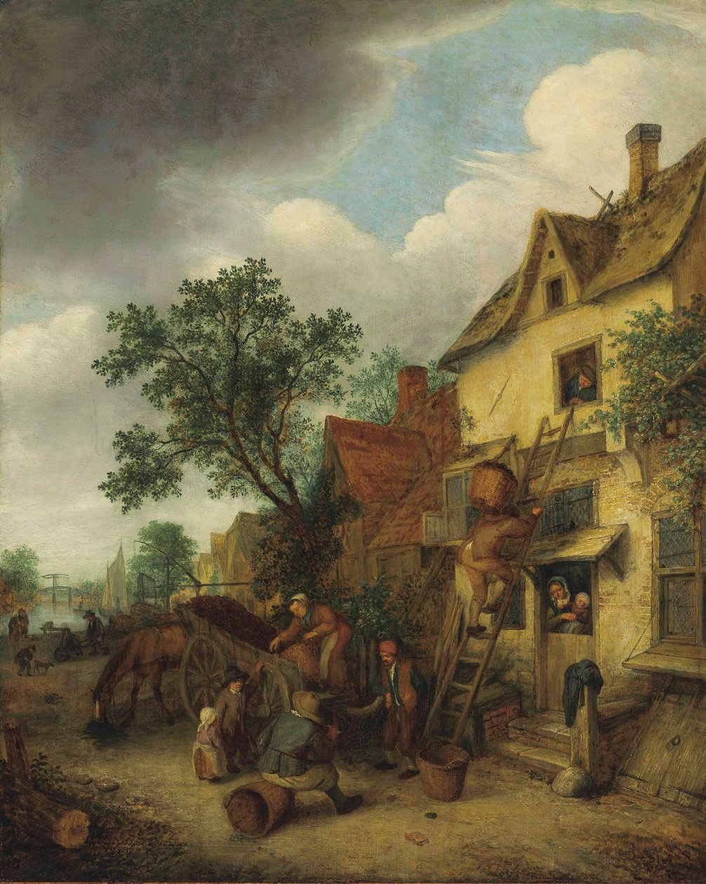 Německy: Bauern beim Torfabladen Vesničané nosí rašelinu do domu od Adriaen van Ostade