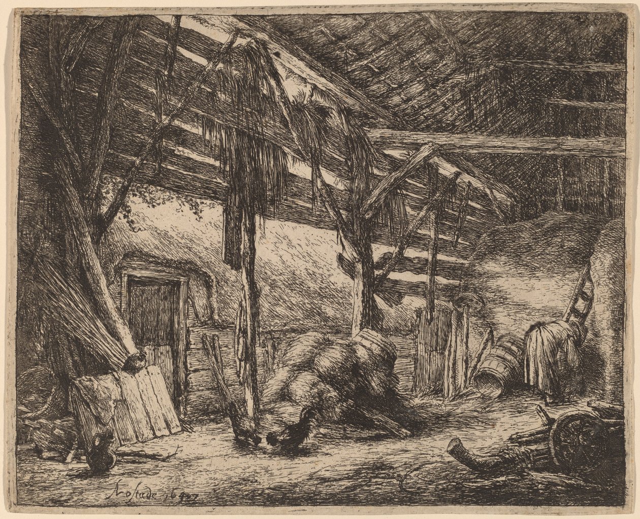 Interiér stodoly od Adriaen van Ostade