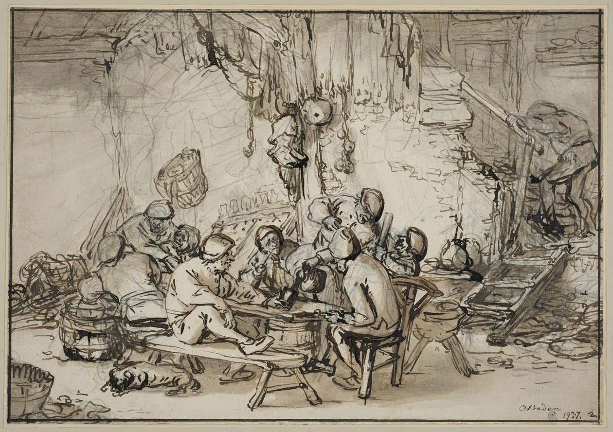 Interiér hospody od Adriaen van Ostade