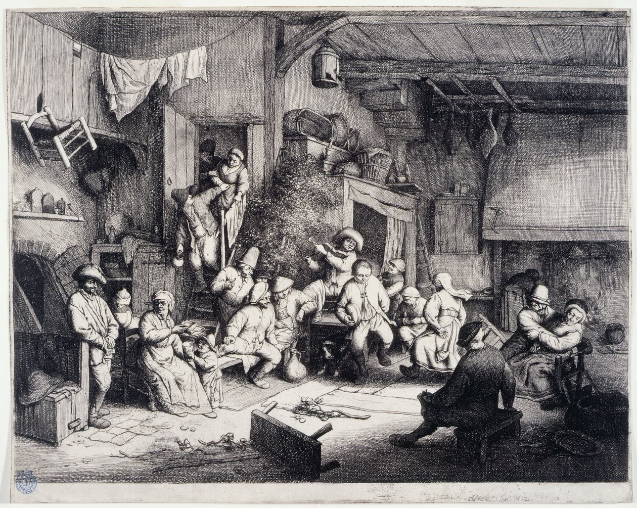 Der Tanz im Kabarett (Bartsch 49) od Adriaen van Ostade