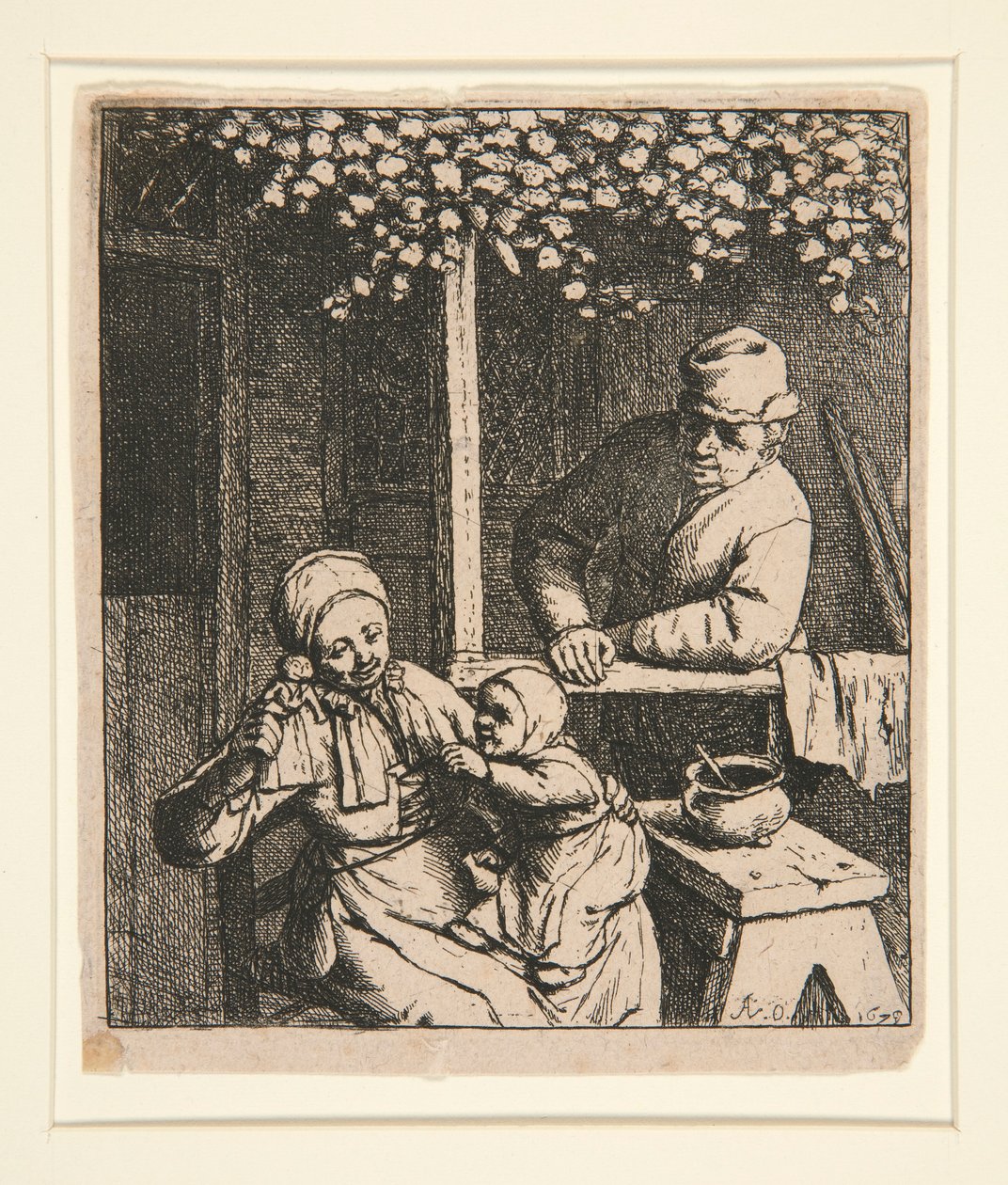 La poule touha [Žena škádlí dítě s panenkou] od Adriaen van Ostade