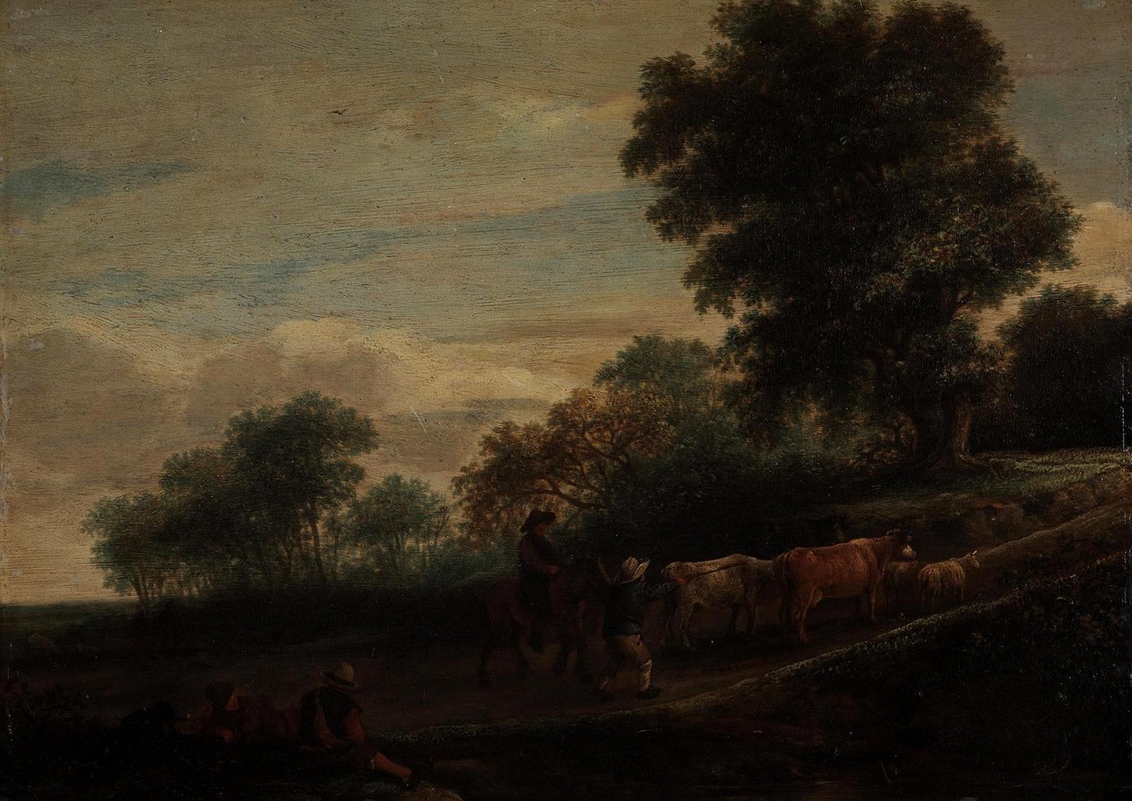 Krajina s pastýři a dobytkem od Adriaen van Ostade