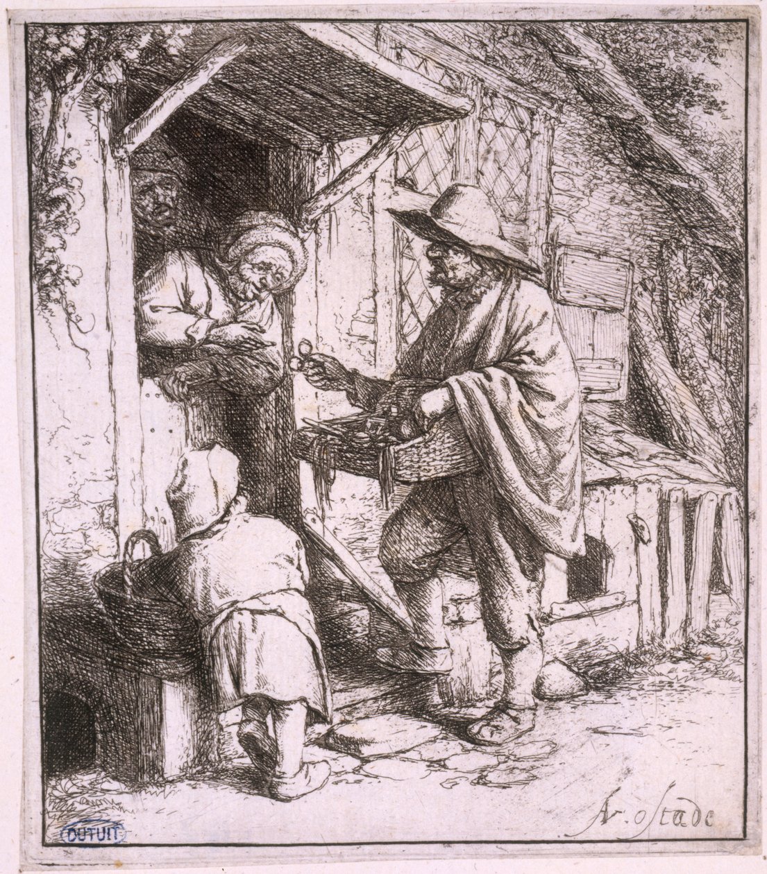 Der Brillenhändler (Bartsch 29) od Adriaen van Ostade