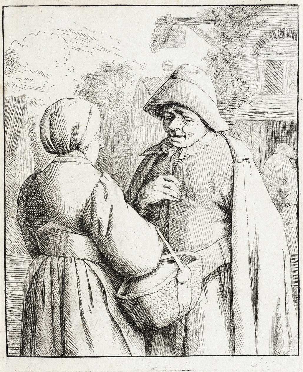 Muž a žena v rozhovoru od Adriaen van Ostade