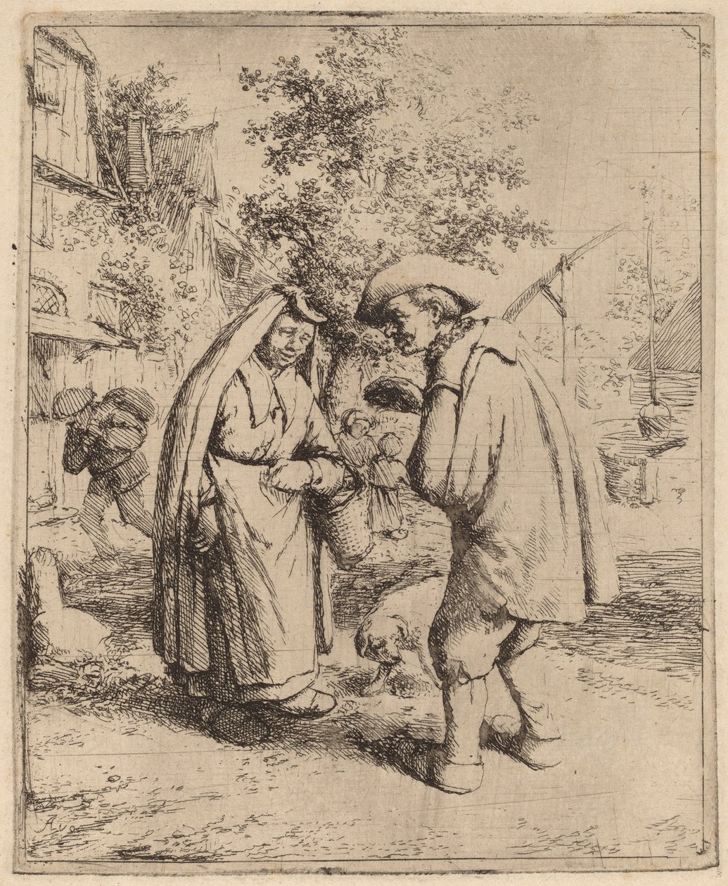 Muž a žena mluví od Adriaen van Ostade