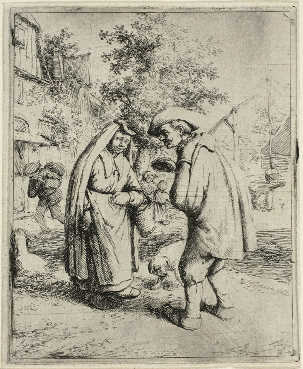 Muž a žena mluví od Adriaen van Ostade