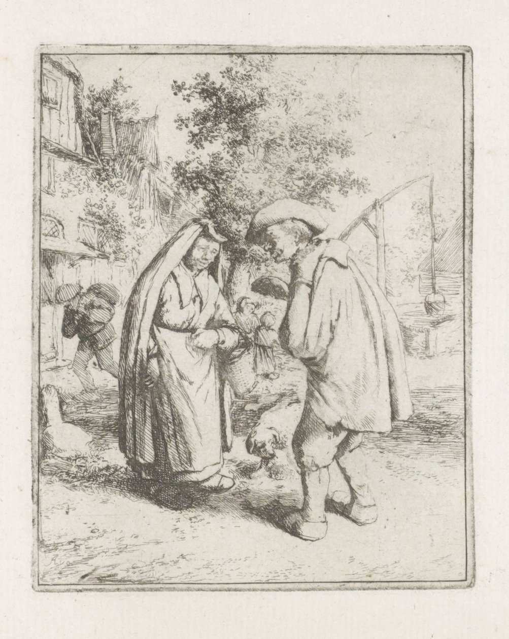 Muž a žena v rozhovoru od Adriaen van Ostade