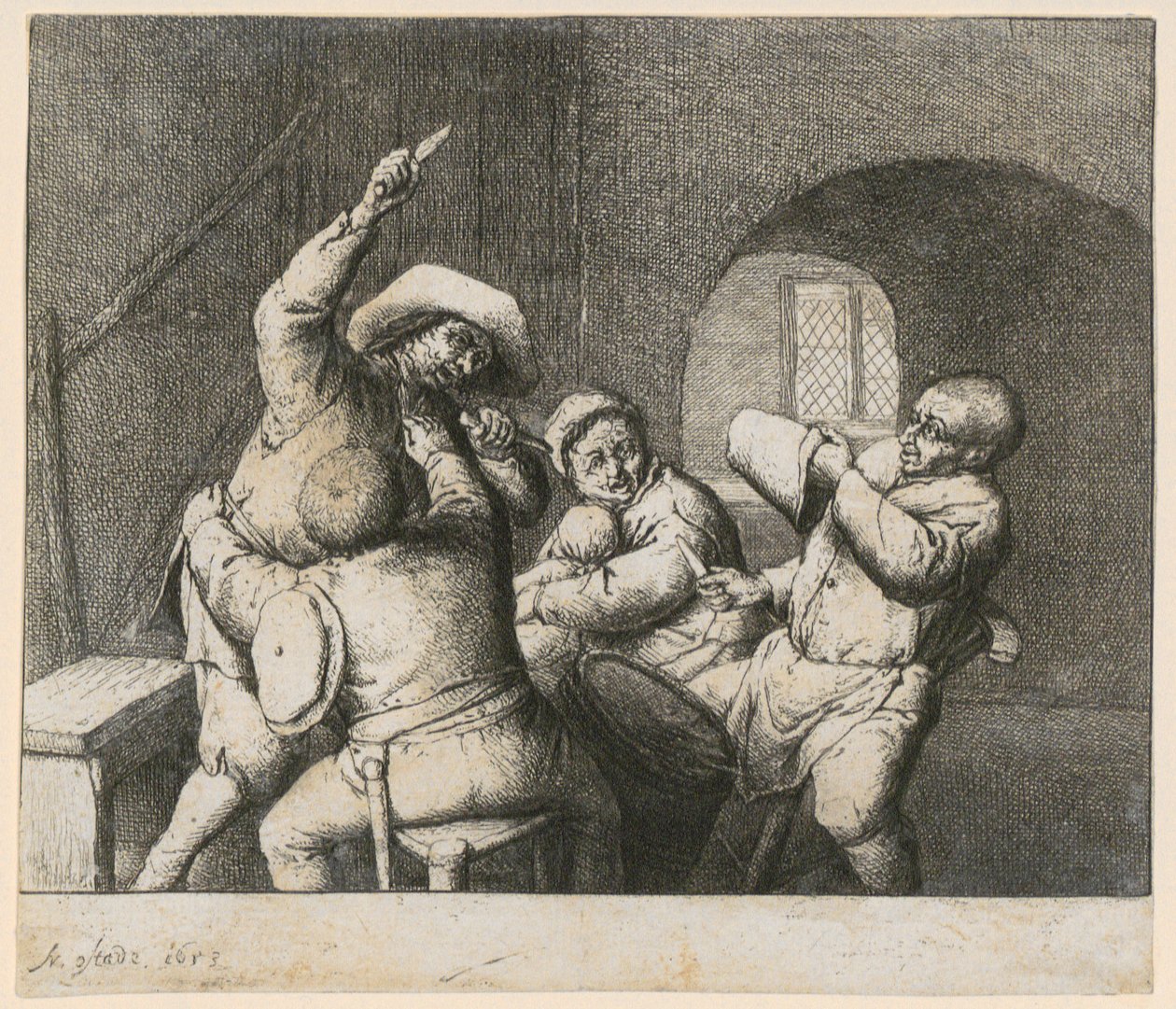 Souboj s noži od Adriaen van Ostade