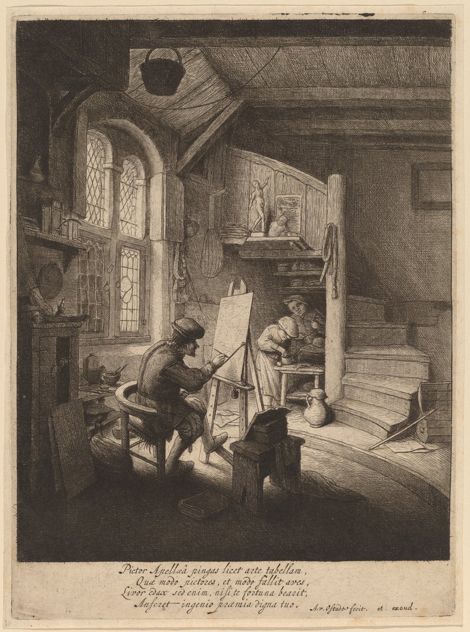 Malíř ve svém ateliéru od Adriaen van Ostade