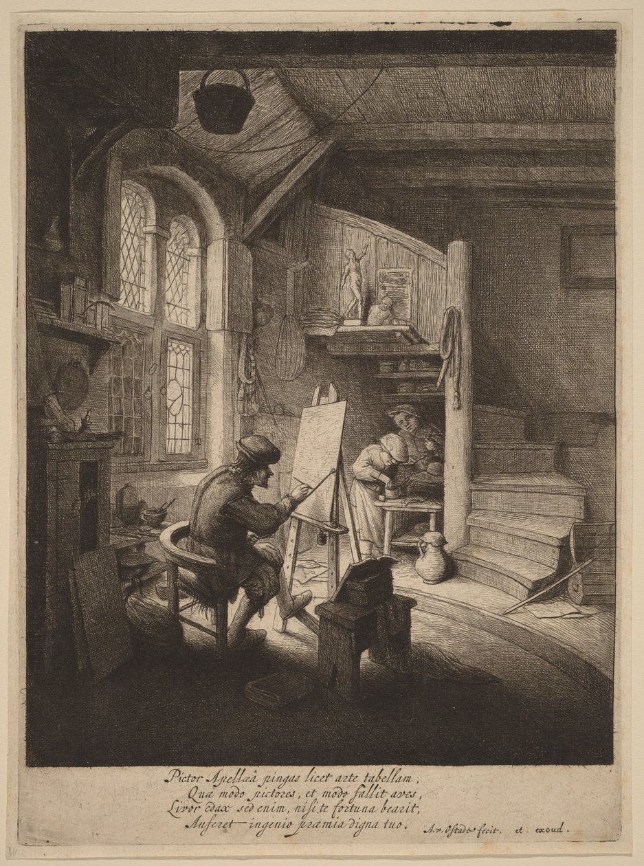 Malíř ve svém ateliéru od Adriaen van Ostade