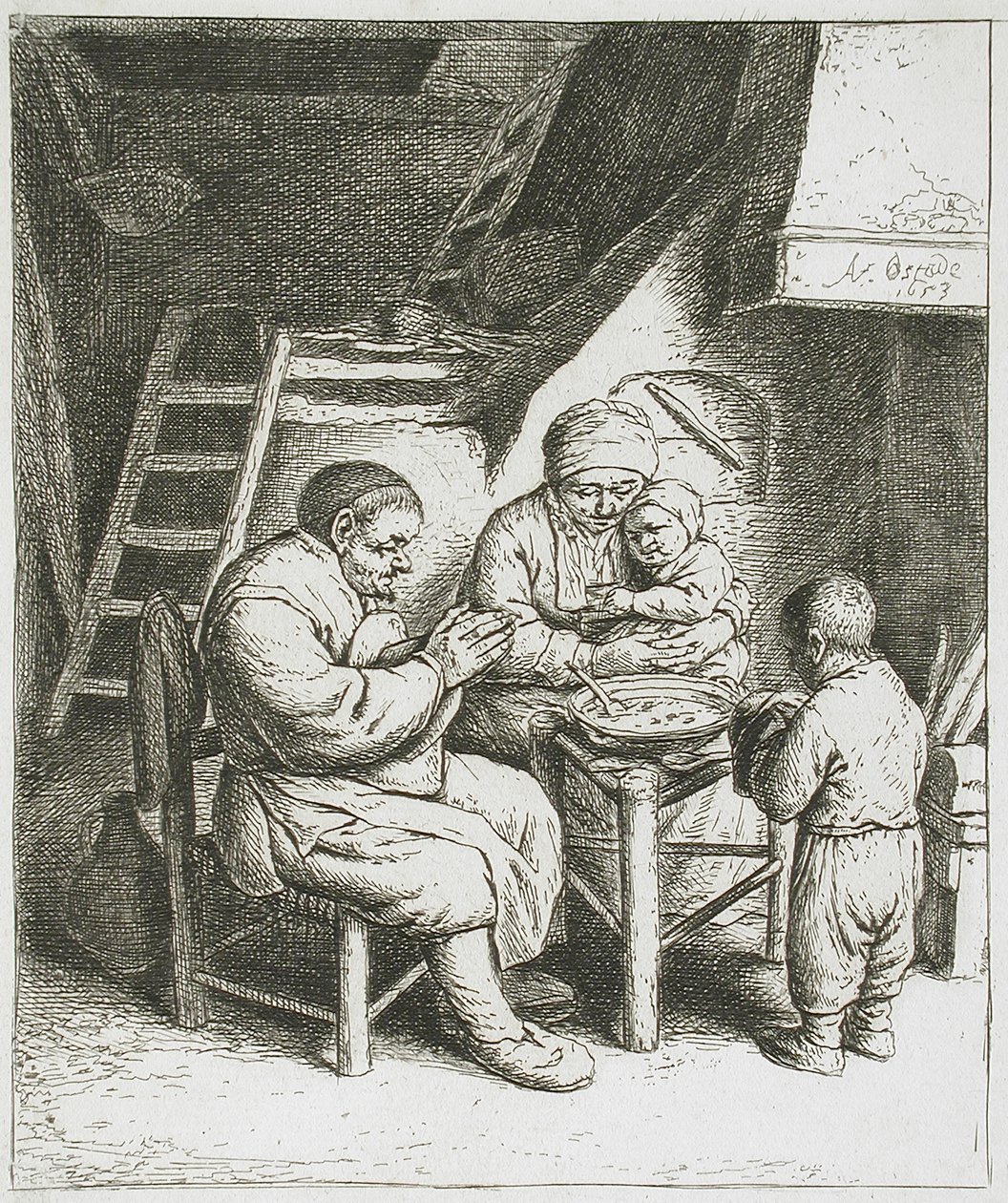 Modlitba před jídlem od Adriaen van Ostade