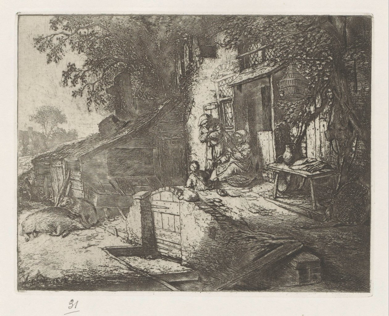 Točící se žena před domem od Adriaen van Ostade