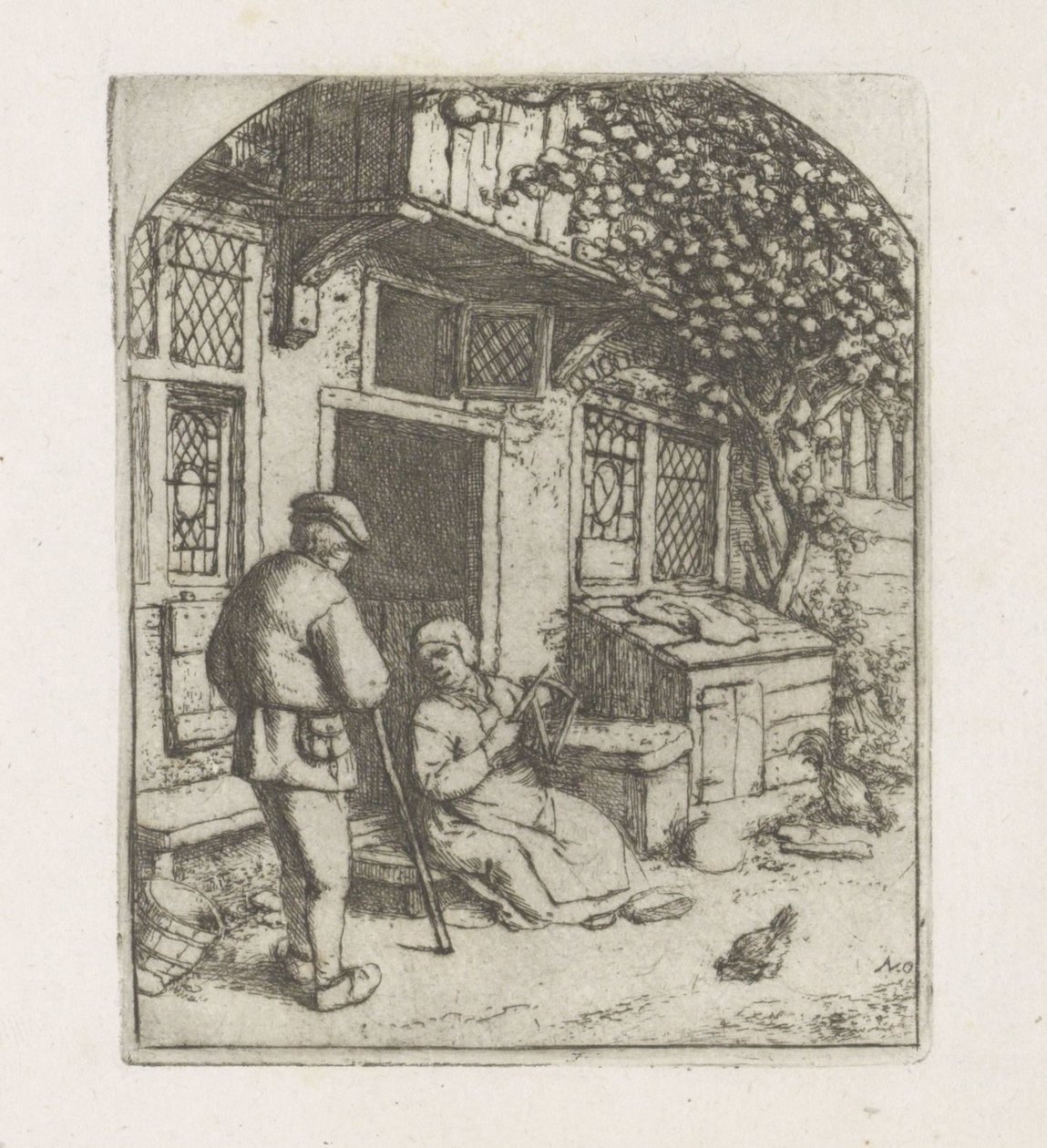 Spinster na prahu domu od Adriaen van Ostade