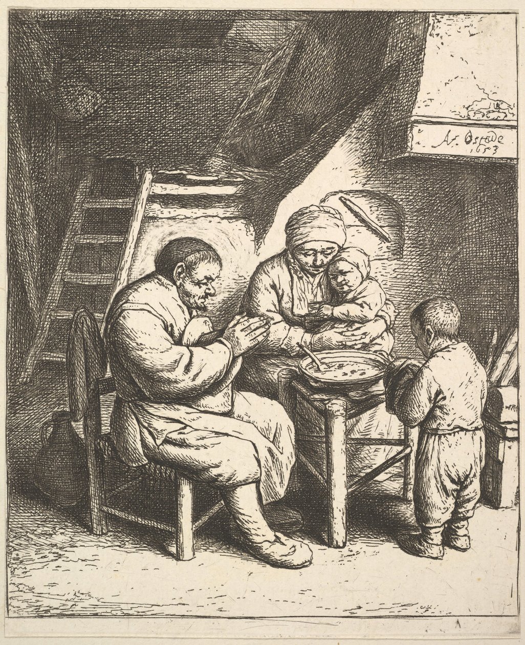 Požehnání, 1610-85. od Adriaen van Ostade