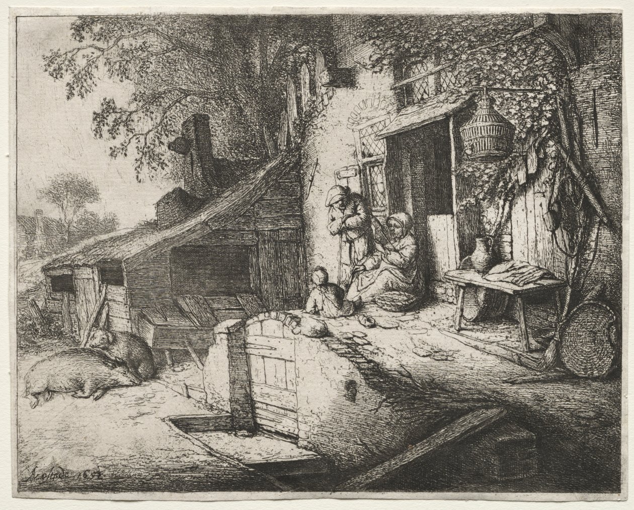 Žena Spinning od Adriaen van Ostade