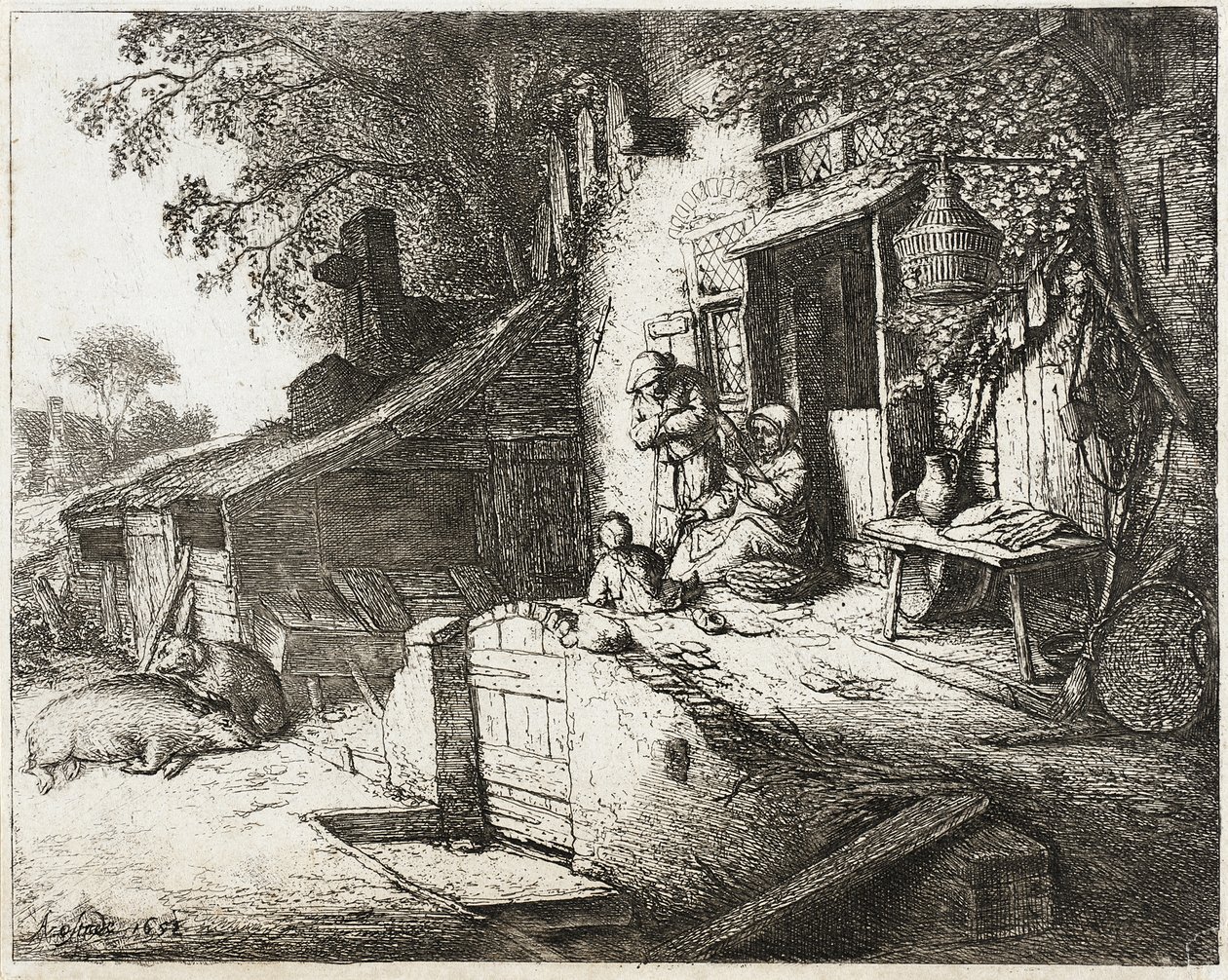 Žena při předení od Adriaen van Ostade