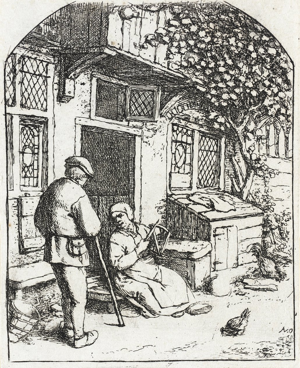 Žena navíjející na cívku od Adriaen van Ostade