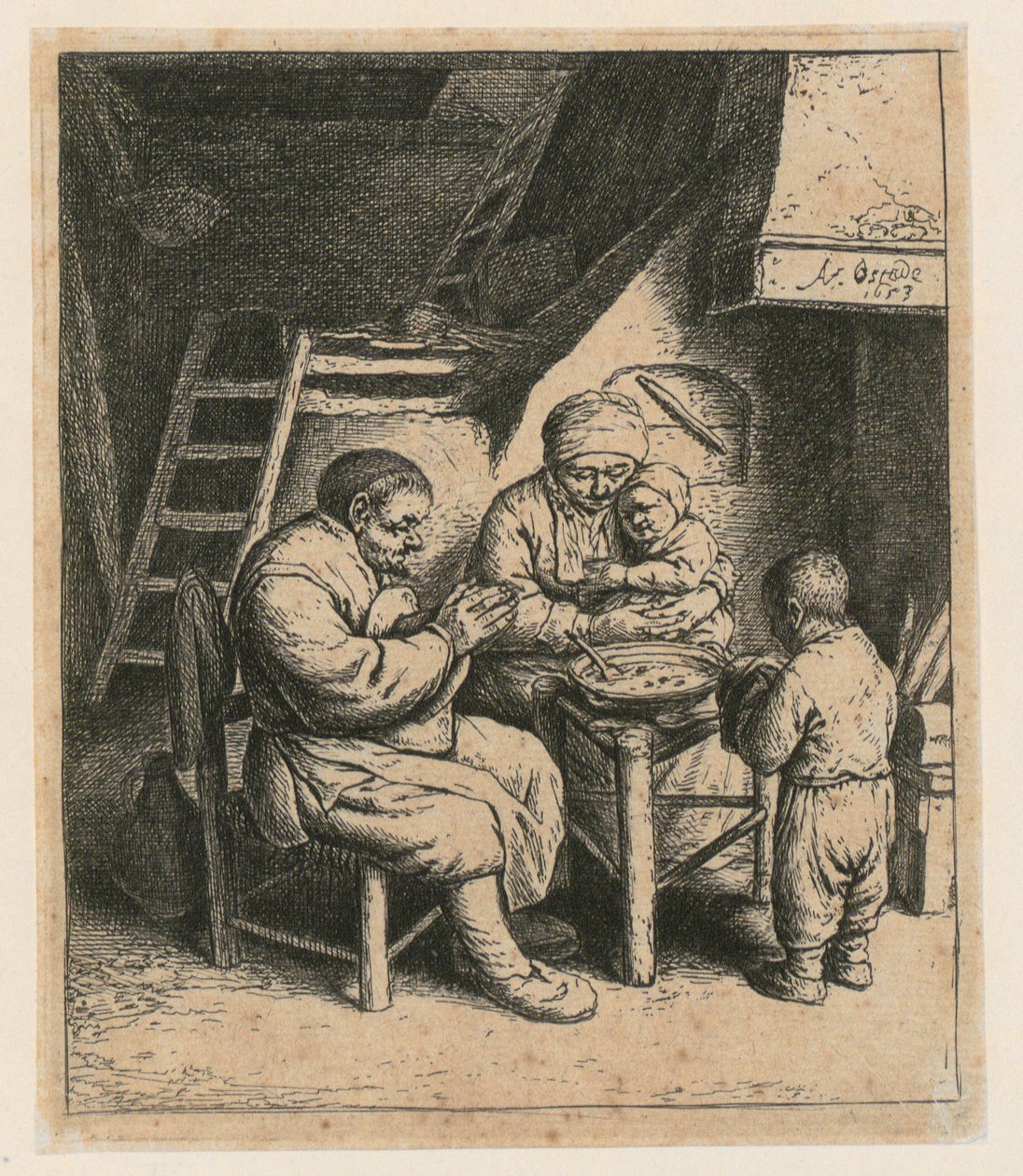 Modlitba před jídlem od Adriaen van Ostade