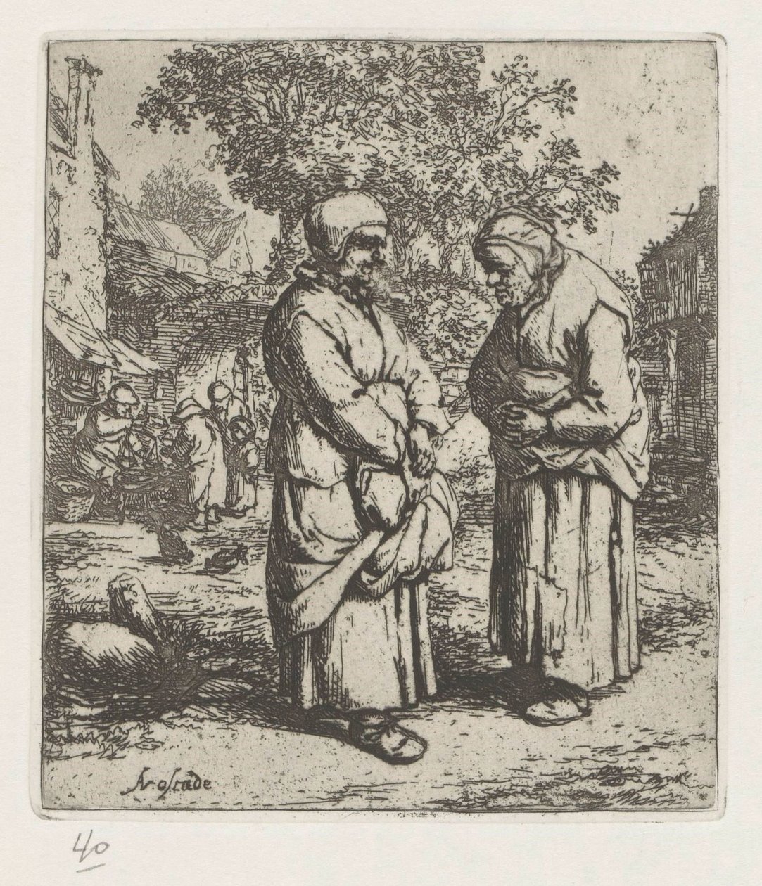 Dvě staré ženy v rozhovoru od Adriaen van Ostade