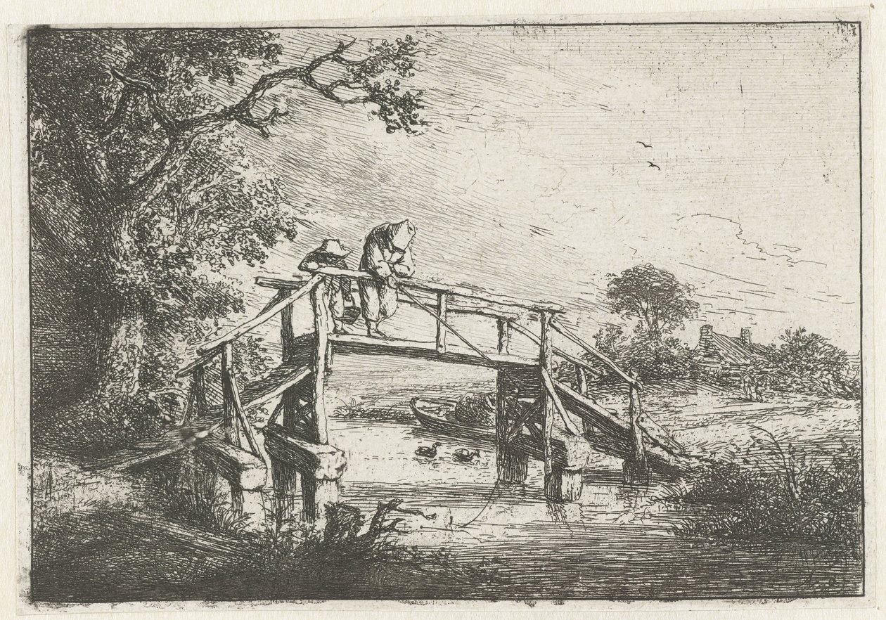 Dva rybáři na mostě rybář od Adriaen van Ostade