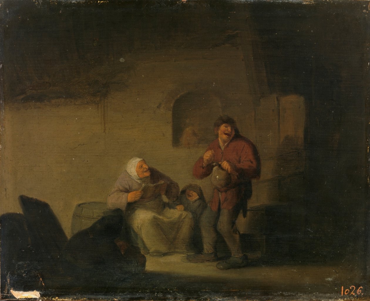 Dva sedláci a zpívající žena od Adriaen van Ostade