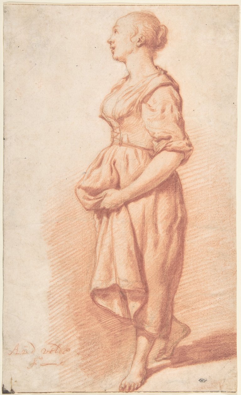 Ein junges Mädchen, das nach links geht od Adriaen van de Velde