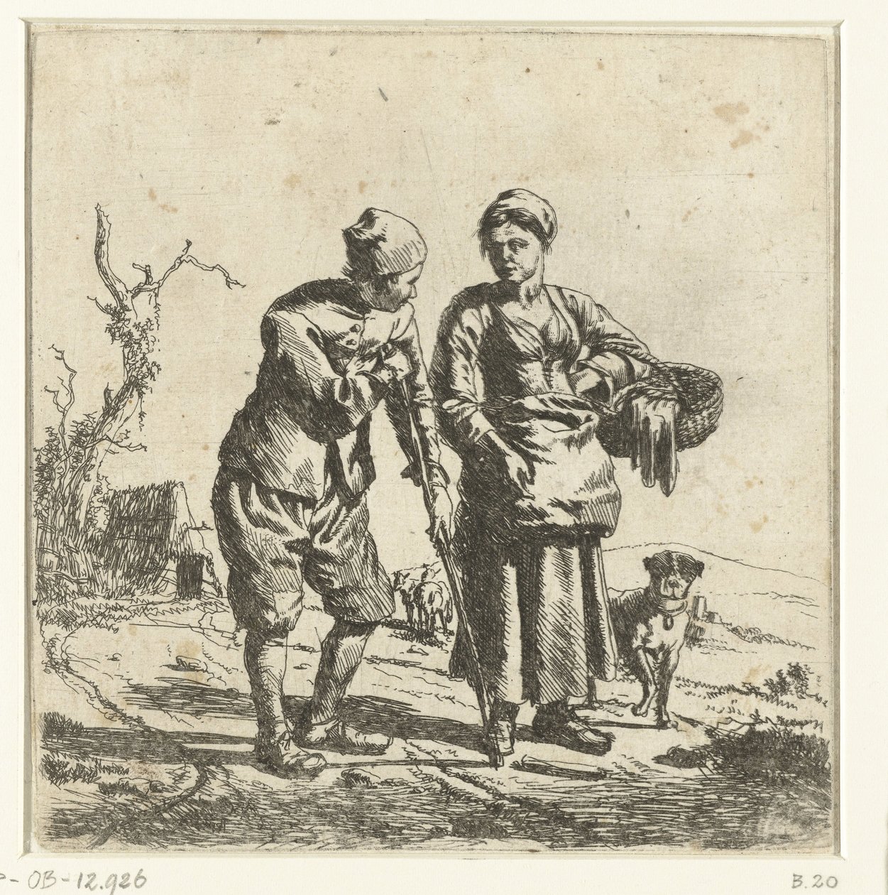 Farmář a farmářova žena v rozhovoru od Adriaen van de Velde