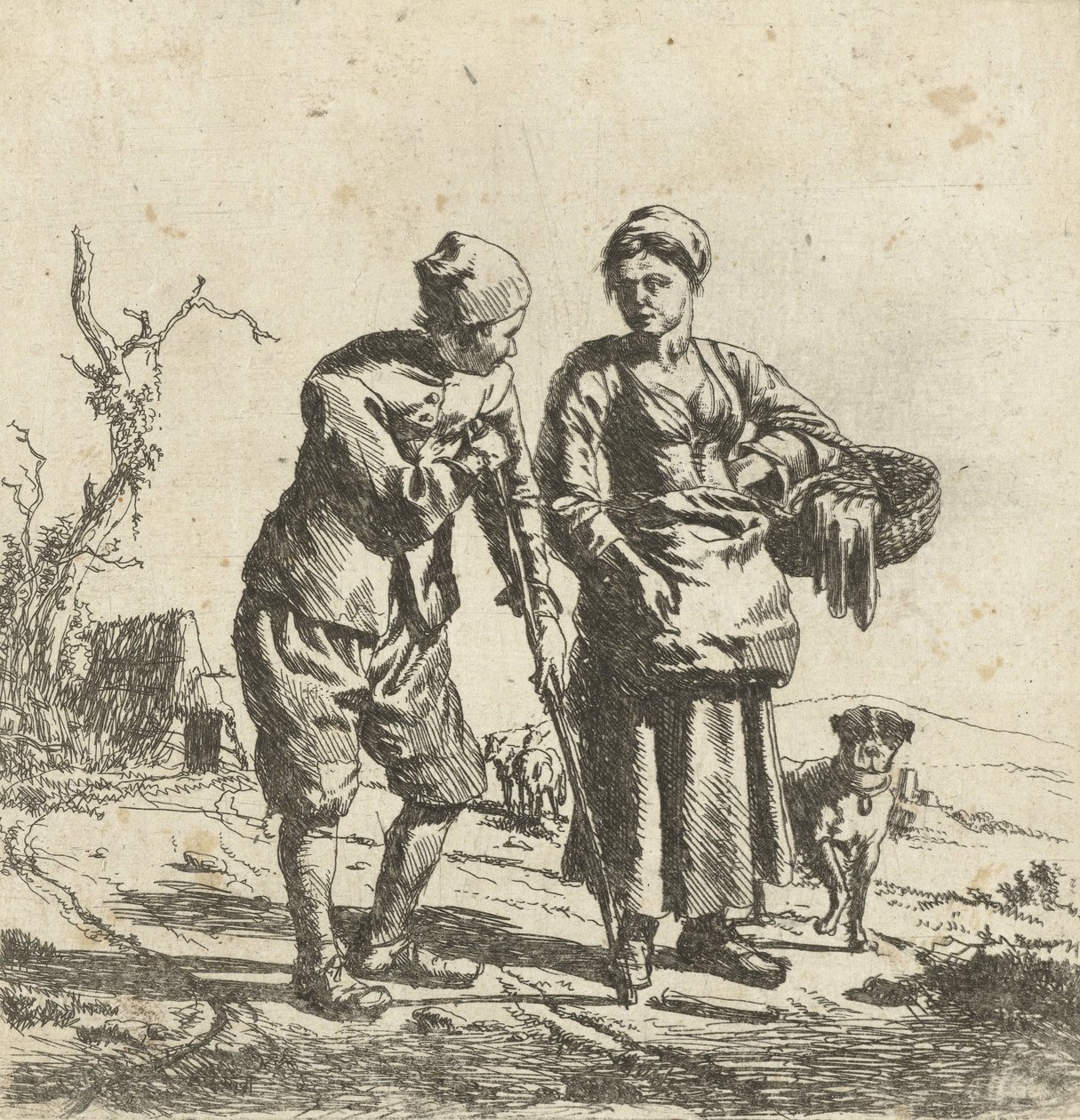 Farmář a jeho žena v rozhovoru od Adriaen van de Velde