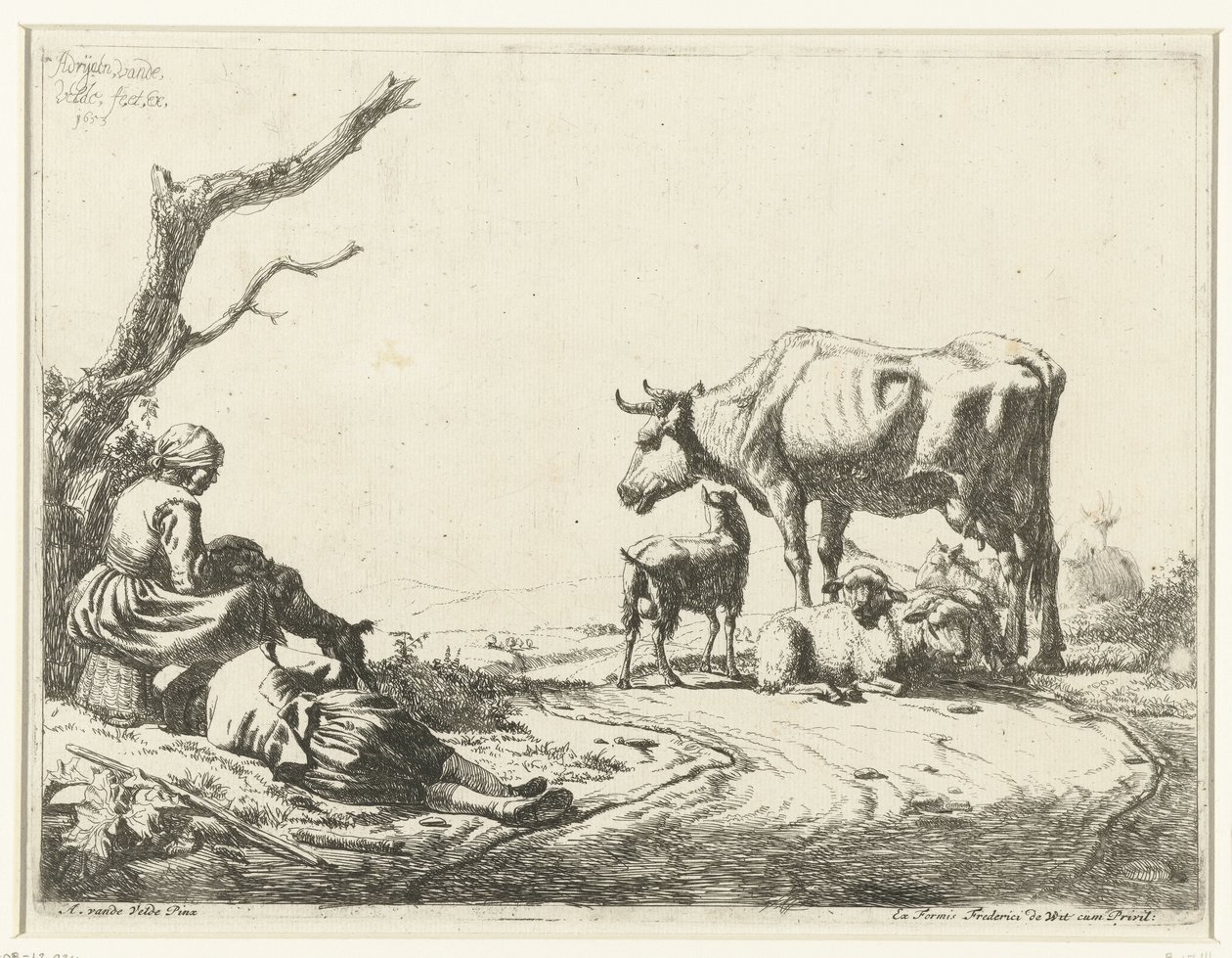 Pastýř a pastýř s hospodářskými zvířaty od Adriaen van de Velde
