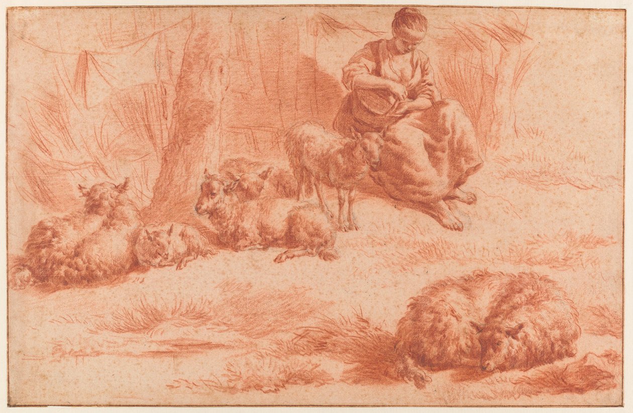 Pastýřka s ovcemi od Adriaen van de Velde
