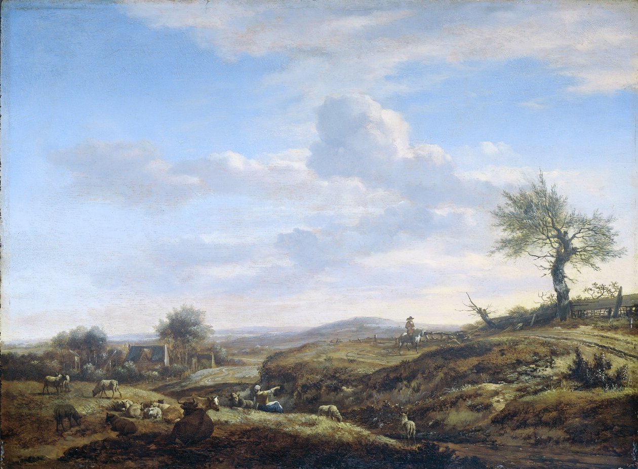 Kopcovitá krajina s hlavní silnicí, 1660-70 od Adriaen van de Velde