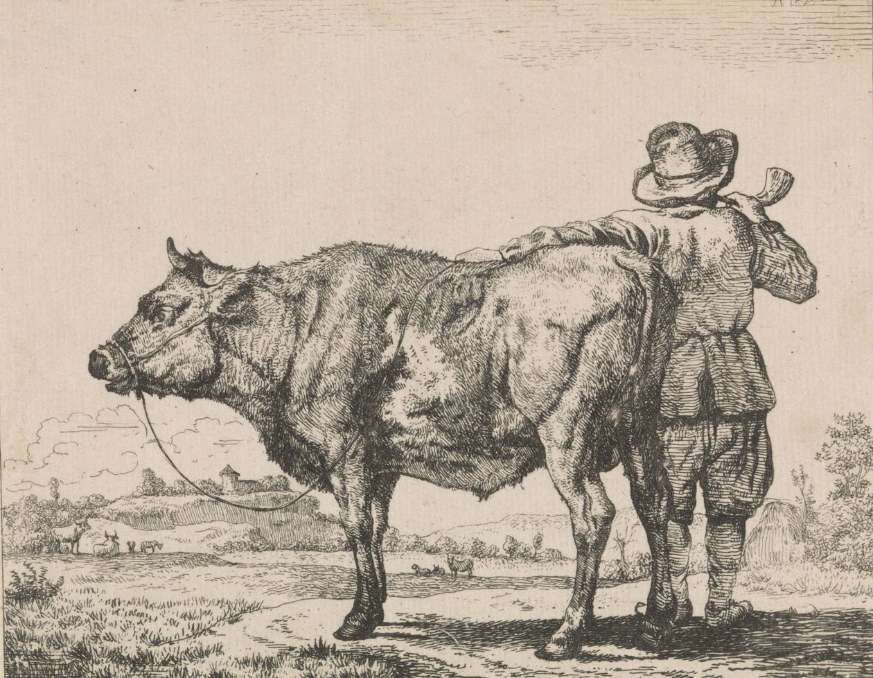 Muž stojící s býkem od Adriaen van de Velde