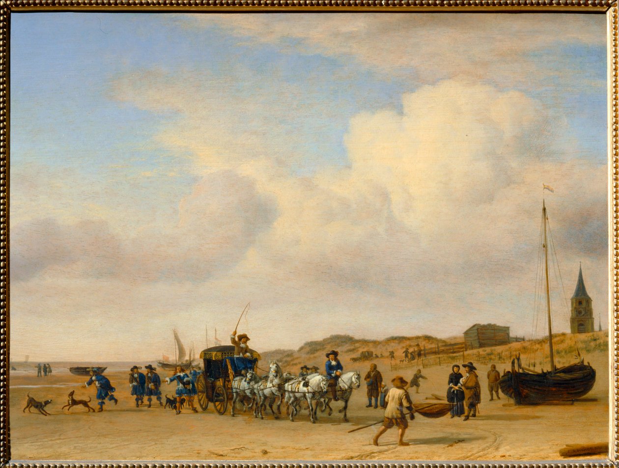 Posádka Noble se prochází po pláži v Scheveningenu. 1660 ... od Adriaen van de Velde