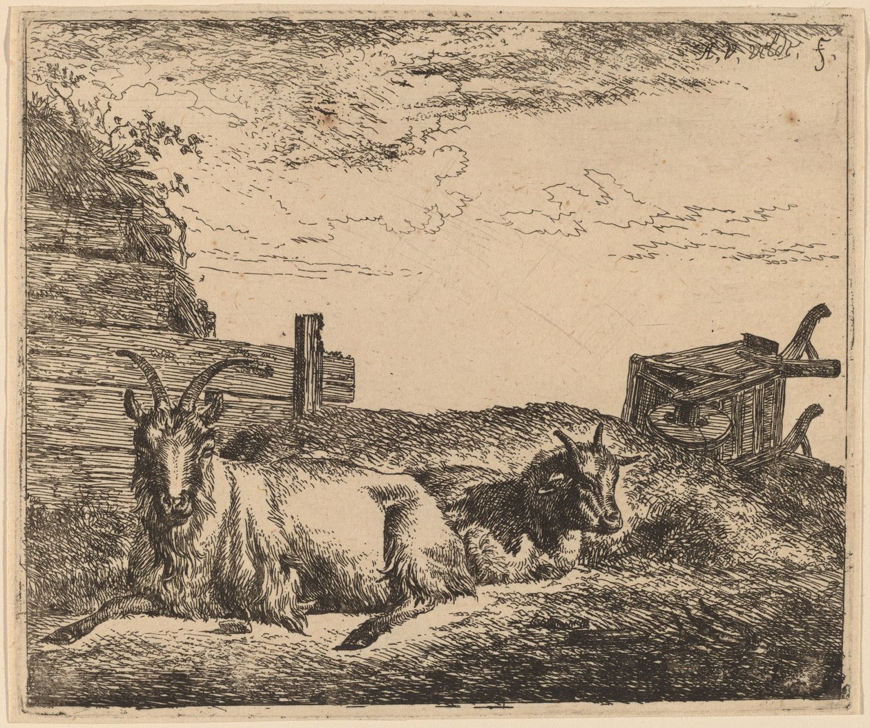 Ležící kozy od Adriaen van de Velde
