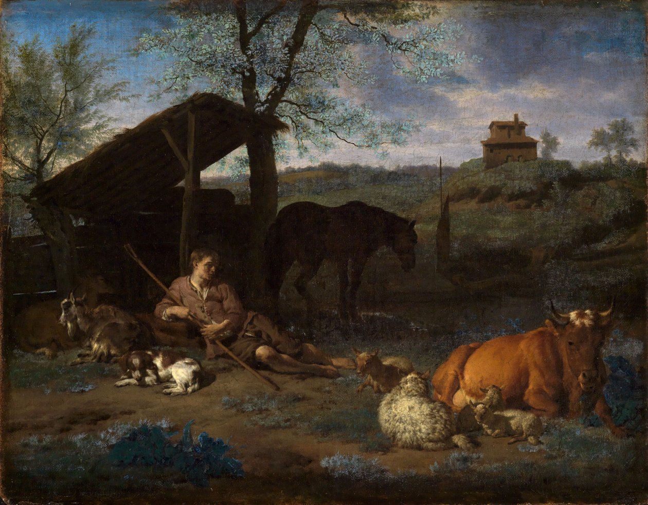 Odpočívající pastýř u svého stáda od Adriaen van de Velde