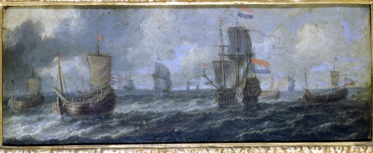 Nizozemské námořnictvo. Olejomalba od A. van de Velde. 17. století.Museo del Castello de Milan od Adriaen van de Velde