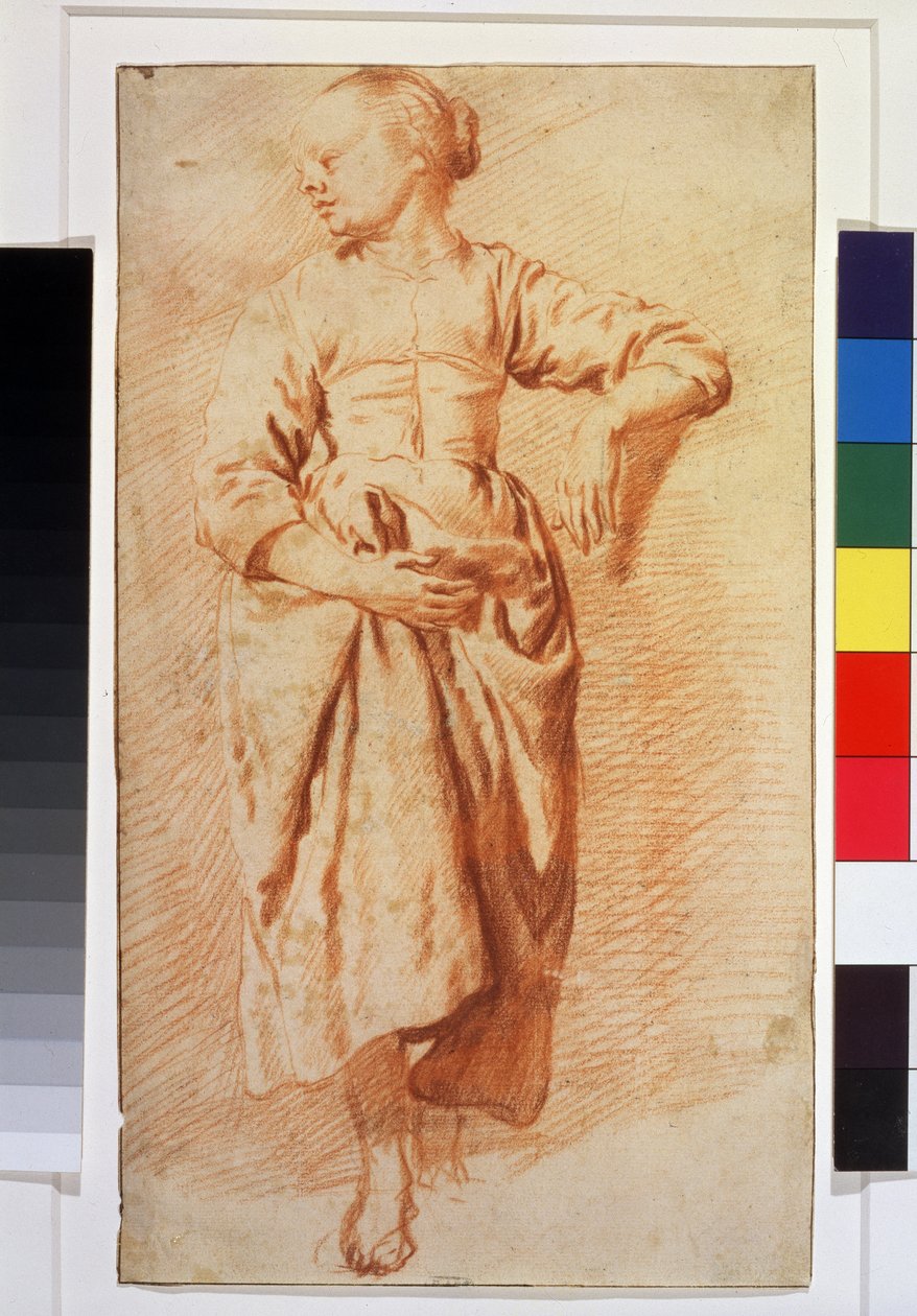Žena v rolnických šatech. 1670-1675 (křída) od Adriaen van de Velde