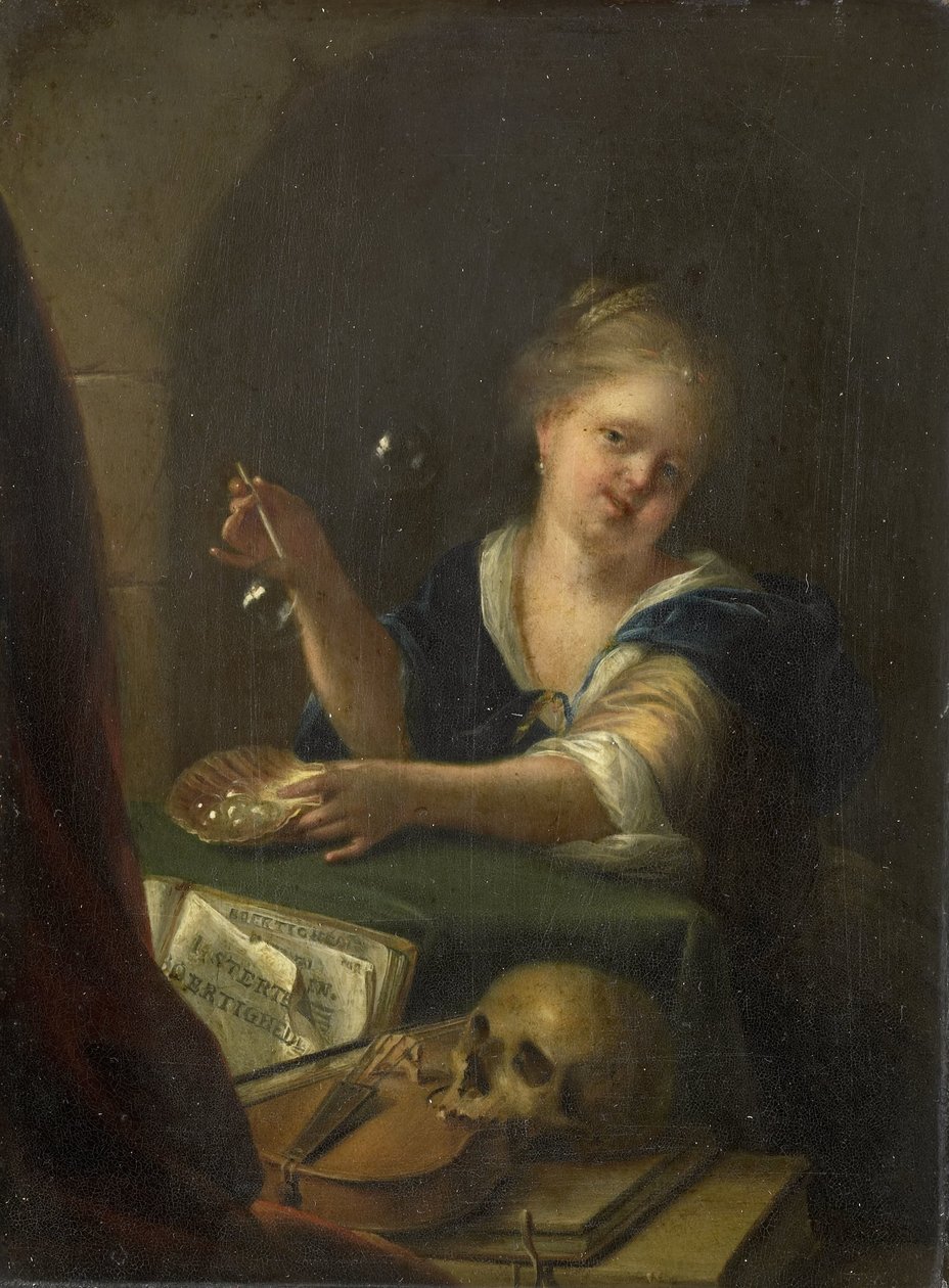 Bublinová dívka se zátiším Vanitas od Adriaen van der Werff (manner of)