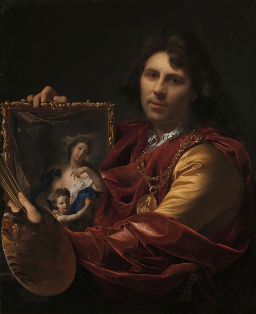 Autoportrét s portrétem jeho manželky Margarethy van Rees a jejich dcery Marie, 1699. od Adriaen van der Werff