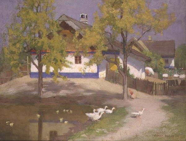 Slovanská chata v Kalocsa, kolem 1905-07 (olej na palubě) od Adrian Scott Stokes