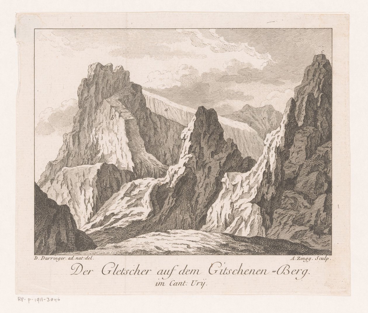 Pohled na ledovec v Alpách Der Gletscher auf dem Gitschenen-Berg (název na objektu) od Adrian Zingg