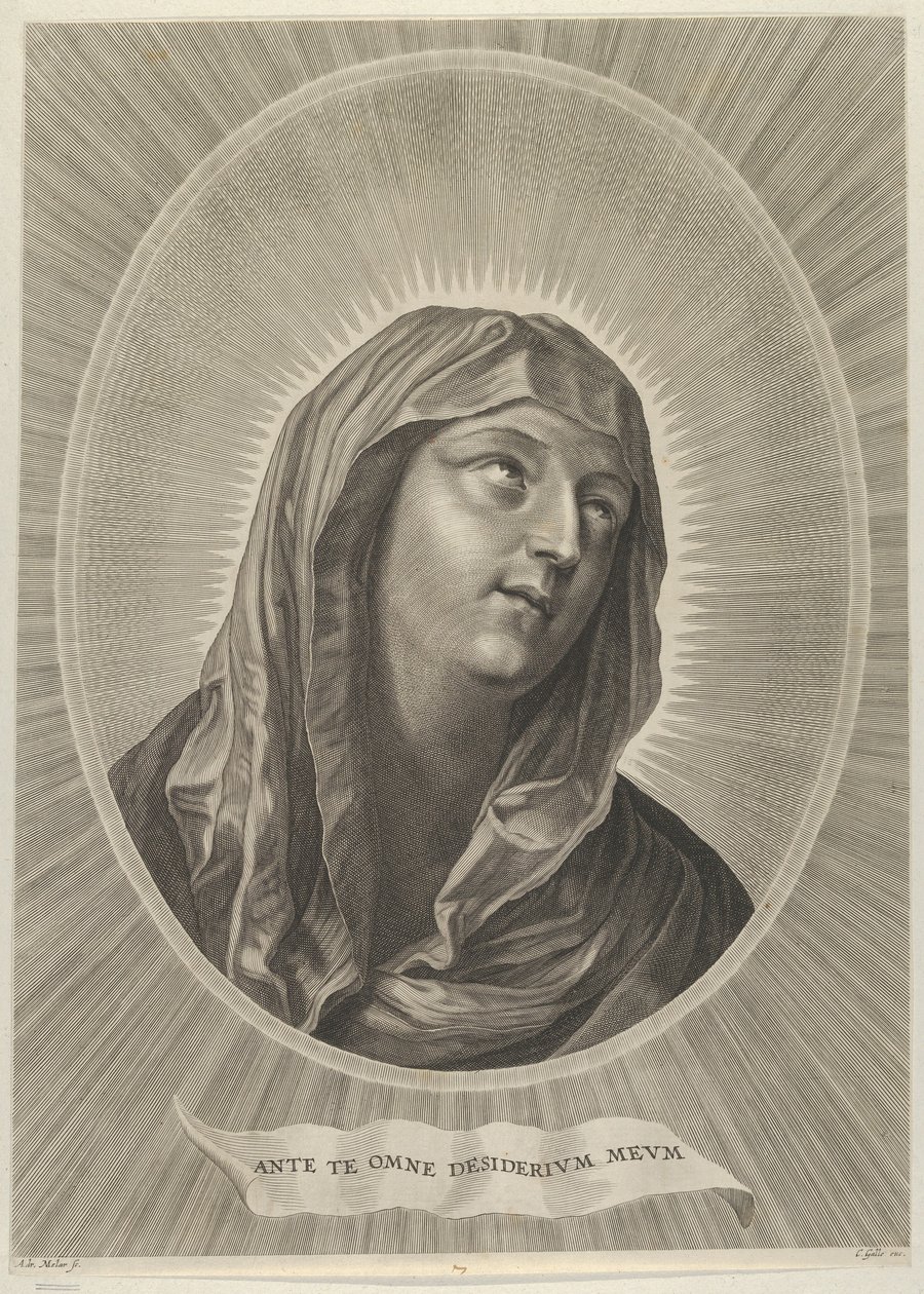 Hlava Panny hledící vpravo, v oválném rámu, po Reni, ca. 1..., ca. 1650-67. od Adrian van Melar