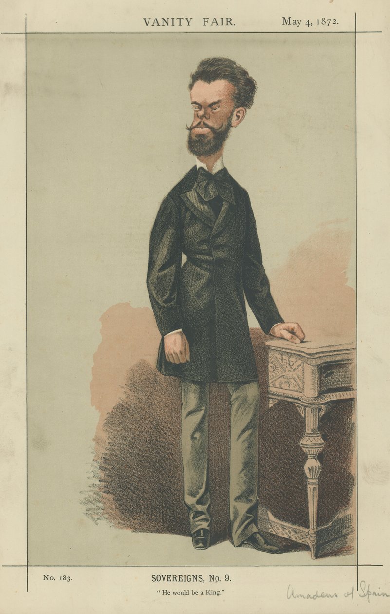 Amadeo Španělský (Amadeus Španělský) (barevná litografie) od Adriano Cecioni