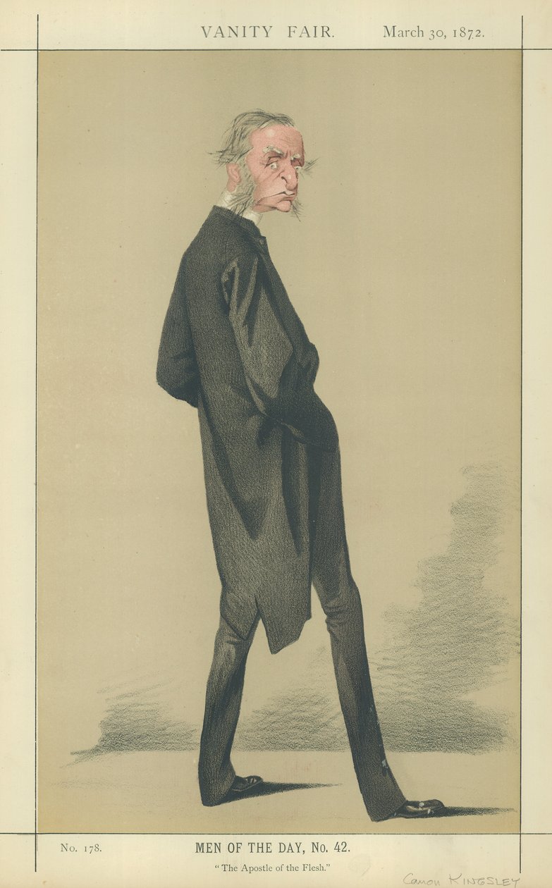 Reverend kanovník Charles Kingsley (barevná litografie) od Adriano Cecioni