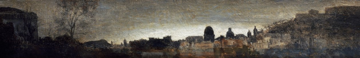 Pohled na Neapol, cca 1865, Adriano Cecioni (1836-1886), olej na desce, 9x56 cm. Itálie od Adriano Cecioni