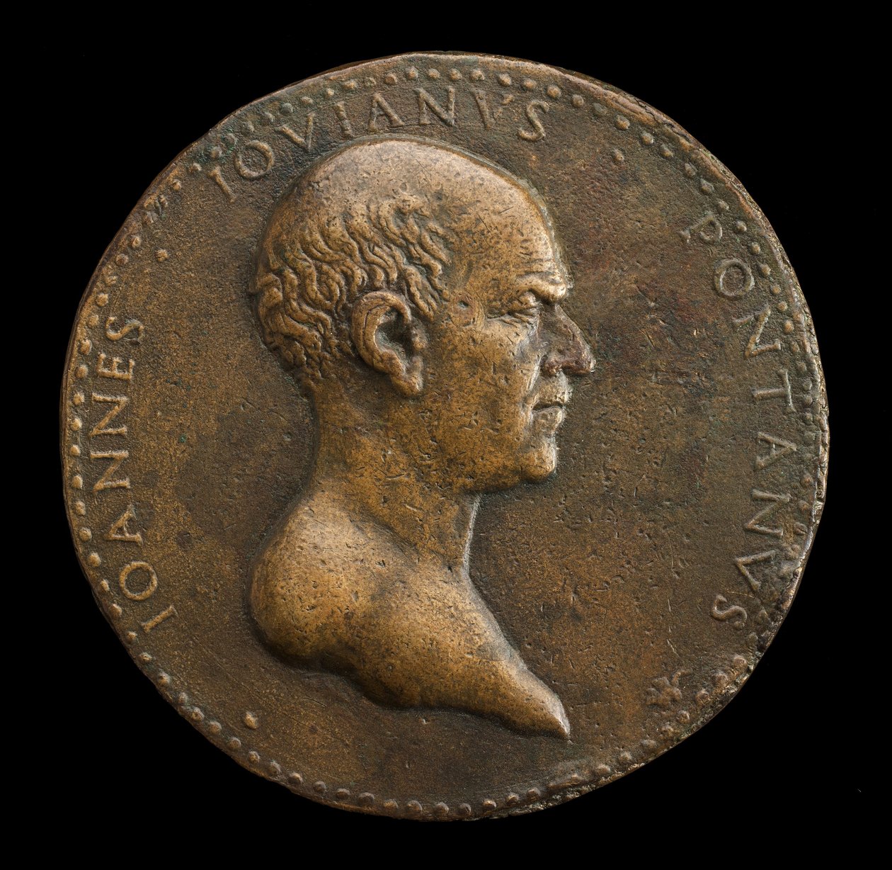 Giovanni Gioviano Pontano, 1426-1503, básník [avers], 1488 nebo později. od Adriano Fiorentino
