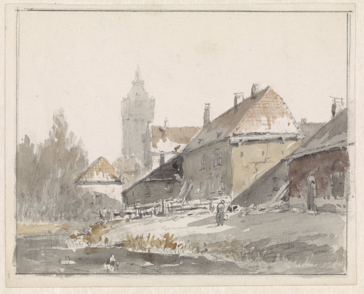 Pohled na domy na okraji města od Adrianus Eversen