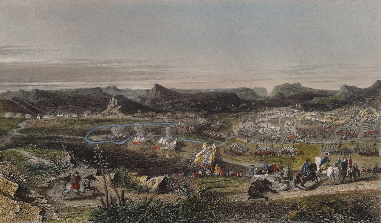Bitva u Almansy 25. dubna 1707, vyryl Ed. Chavane od Adrien Dauzats
